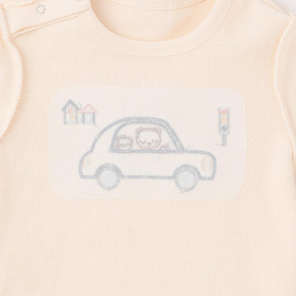 先染格紋汽車貼布繡衛衣