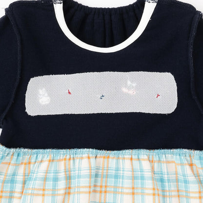 先染格紋×磨毛羅紋連衣裙