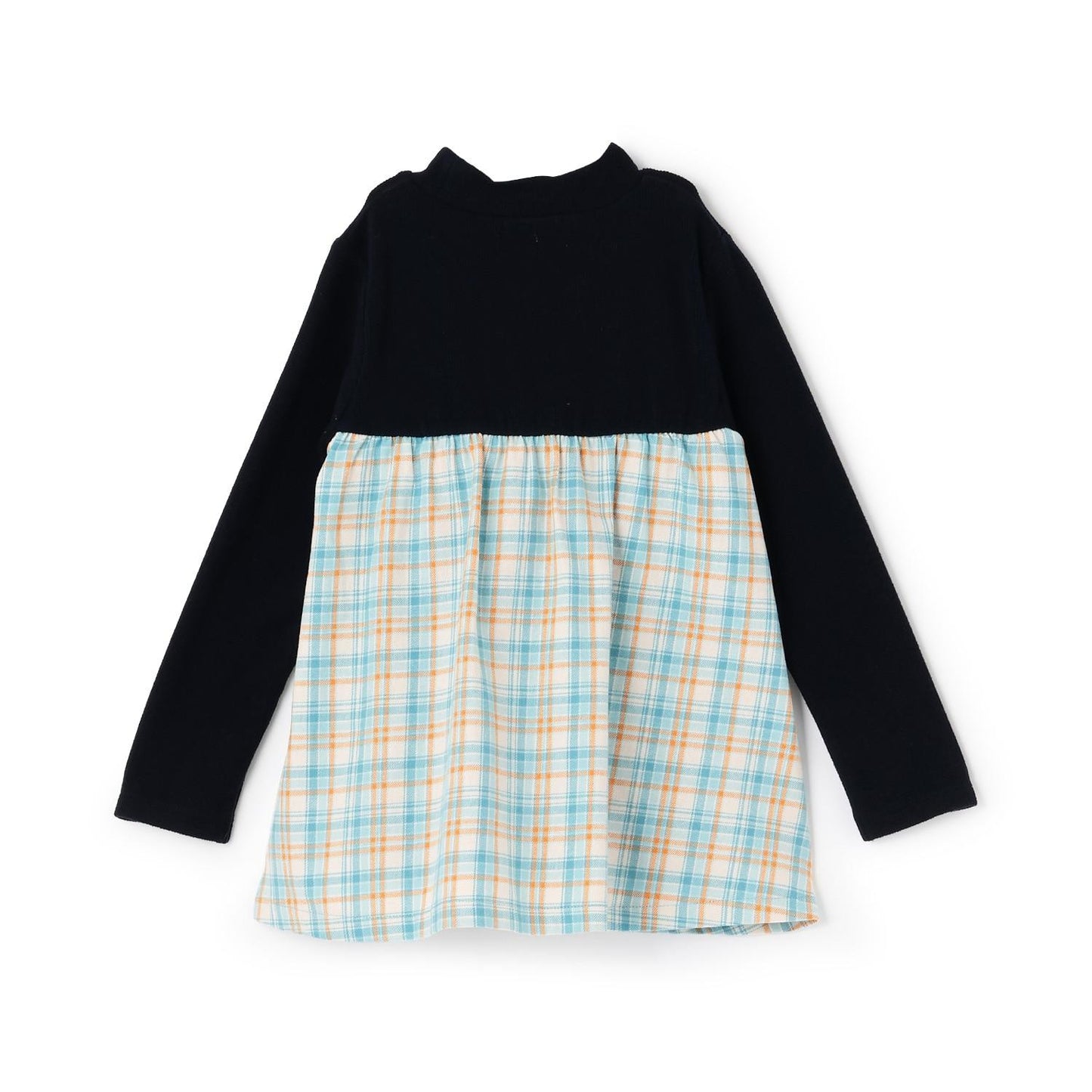 先染格紋×磨毛羅紋疊穿風格長款上衣