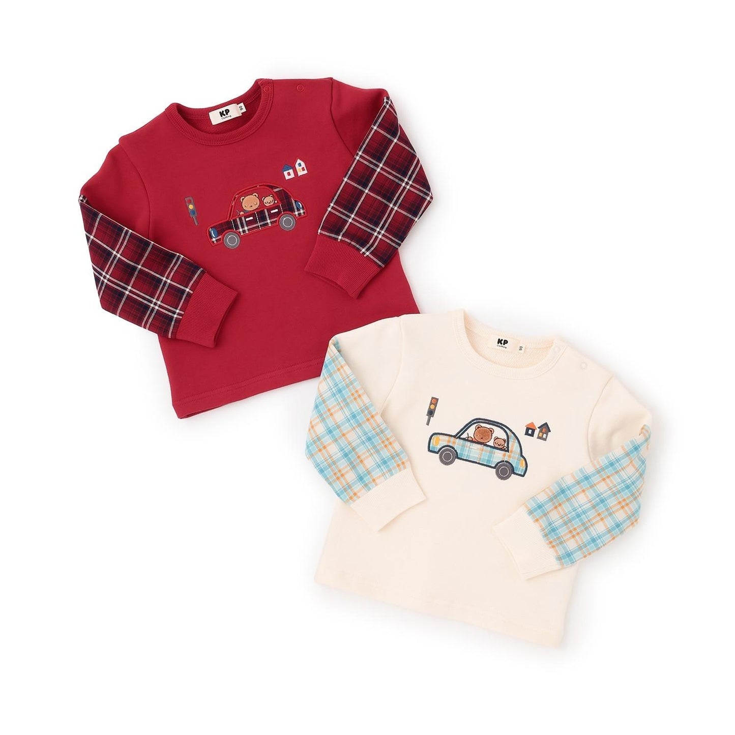 先染格紋汽車貼布繡衛衣