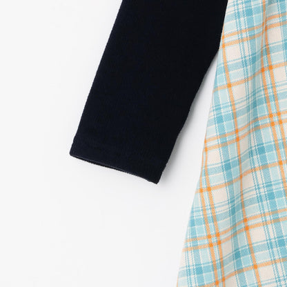 先染格紋×磨毛羅紋連衣裙