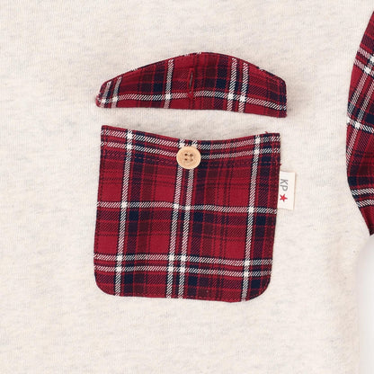 先染格紋×衛衣布口袋衛衣