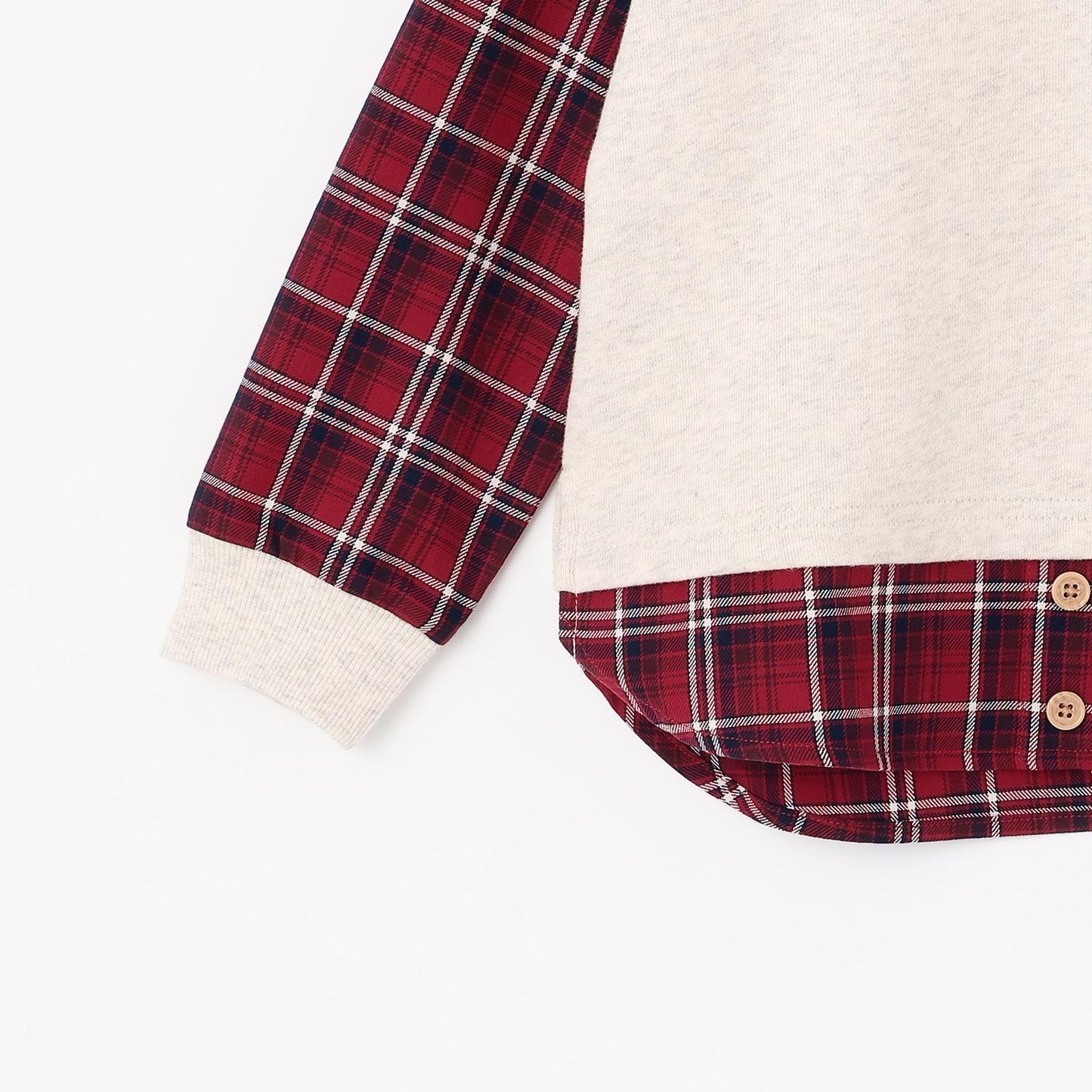 先染格紋×衛衣布口袋衛衣