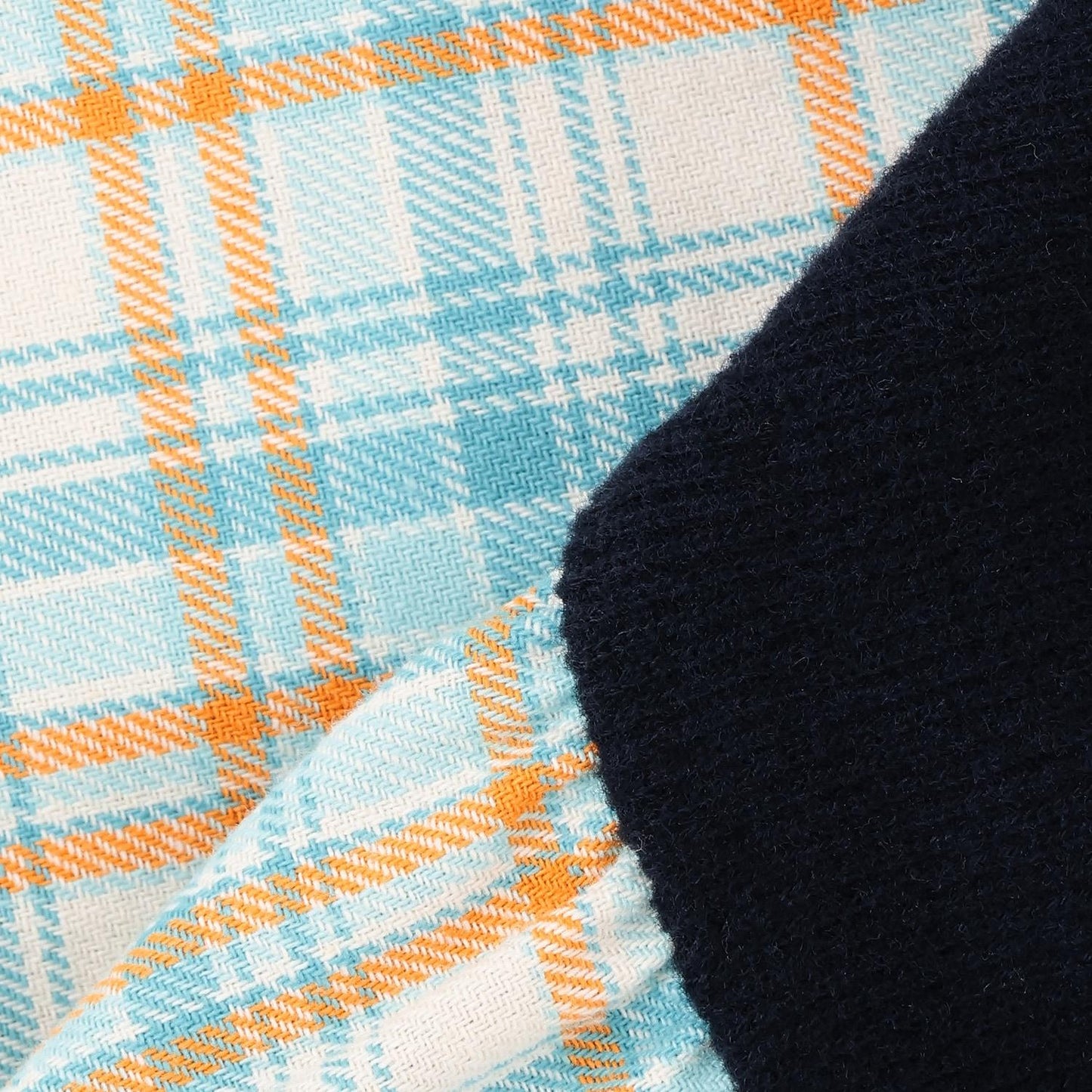 先染格紋×磨毛羅紋連衣裙