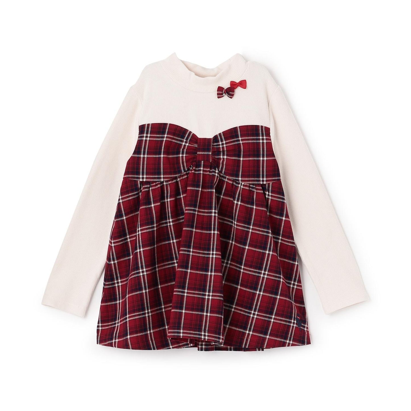 先染格紋×磨毛羅紋疊穿風格長款上衣