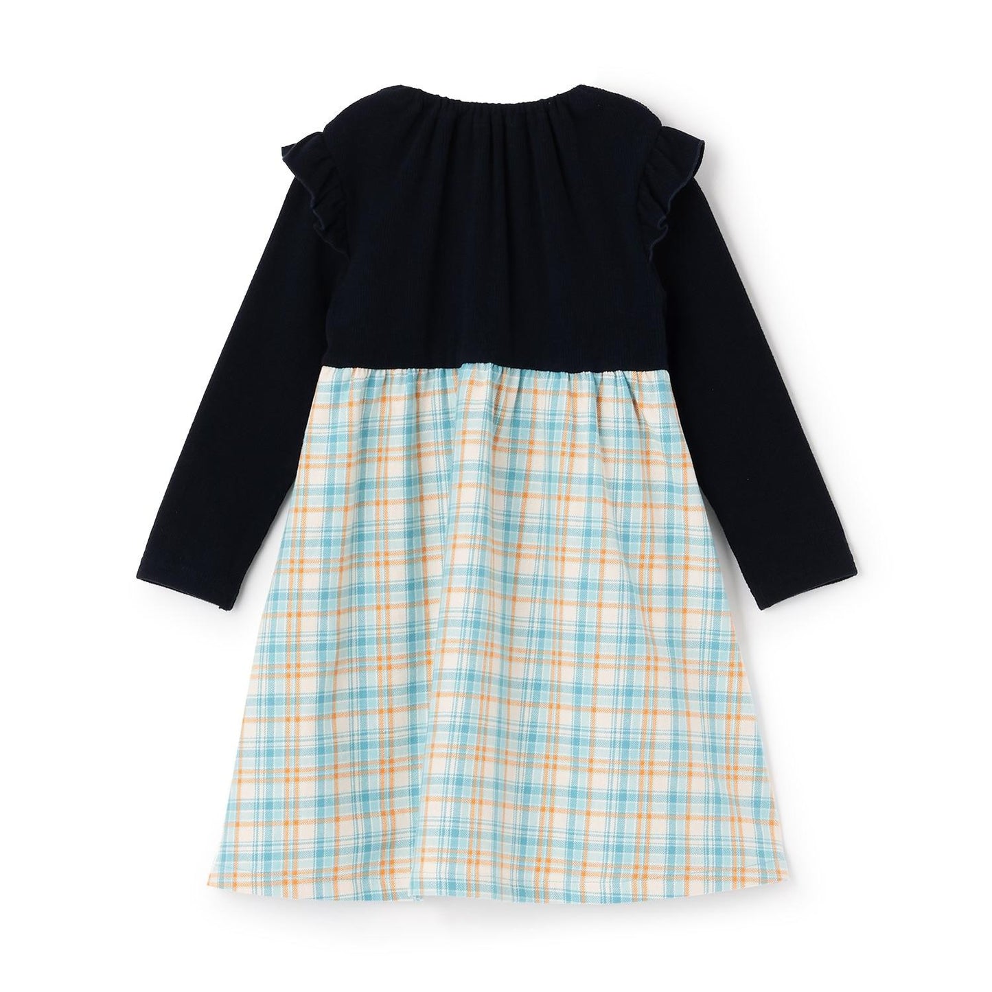 先染格紋×磨毛羅紋連衣裙