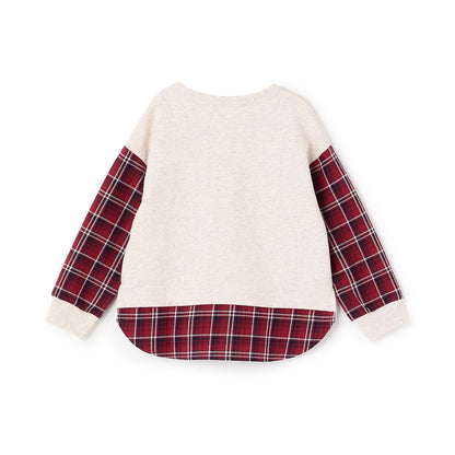 先染格紋×衛衣布口袋衛衣