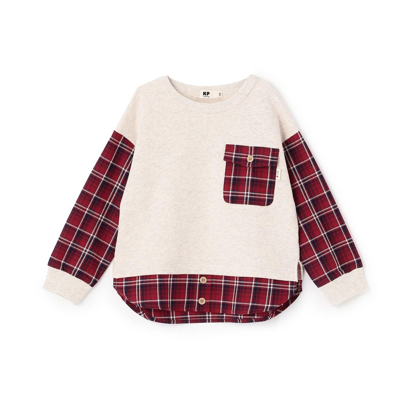 先染格紋×衛衣布口袋衛衣