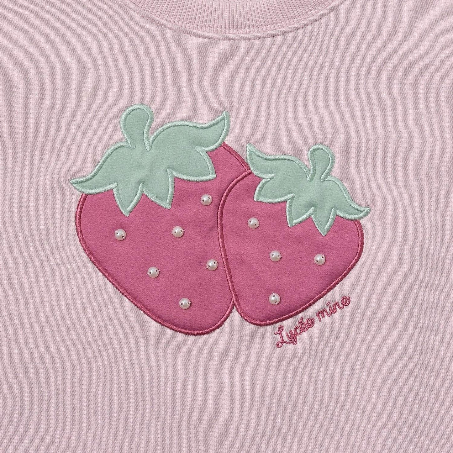 【速幹內層毛圈】草莓貼布繡衛衣