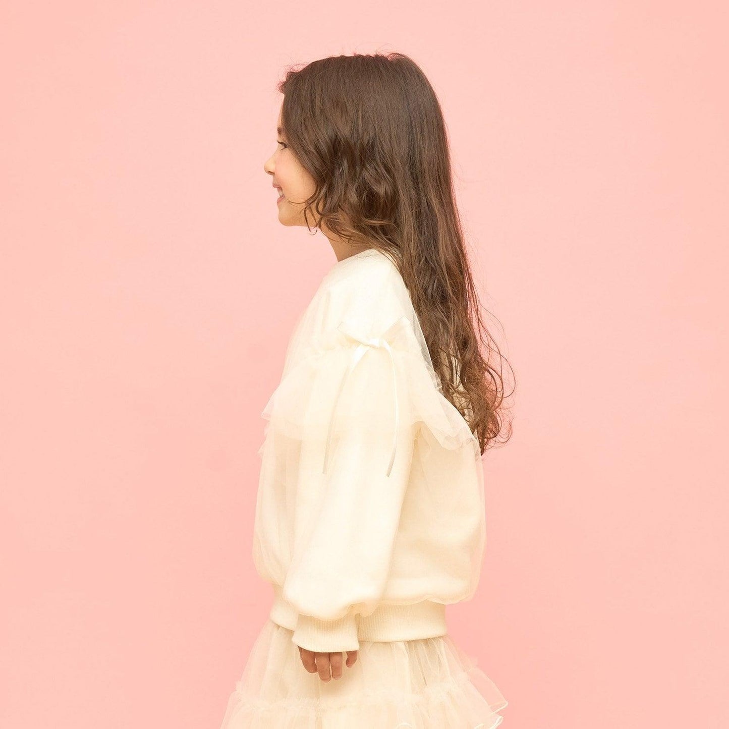 【速幹內襯】蓬鬆網紗衛衣