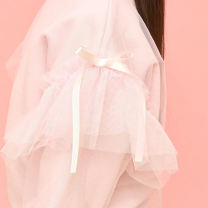 【速幹內襯】蓬鬆網紗衛衣