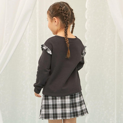 mimi醬貼布繡肩部荷葉邊衛衣