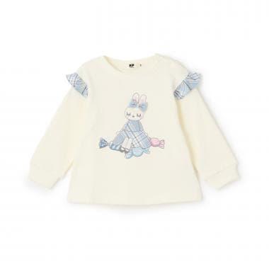 mimi醬貼布繡肩部荷葉邊衛衣