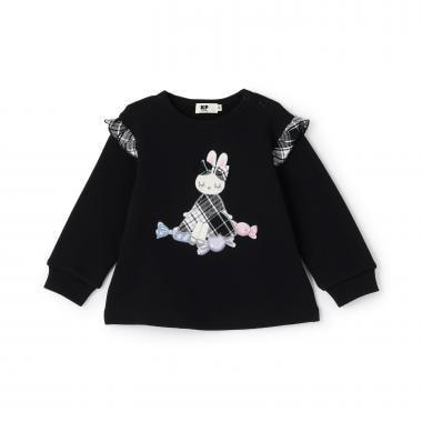 mimi醬貼布繡肩部荷葉邊衛衣