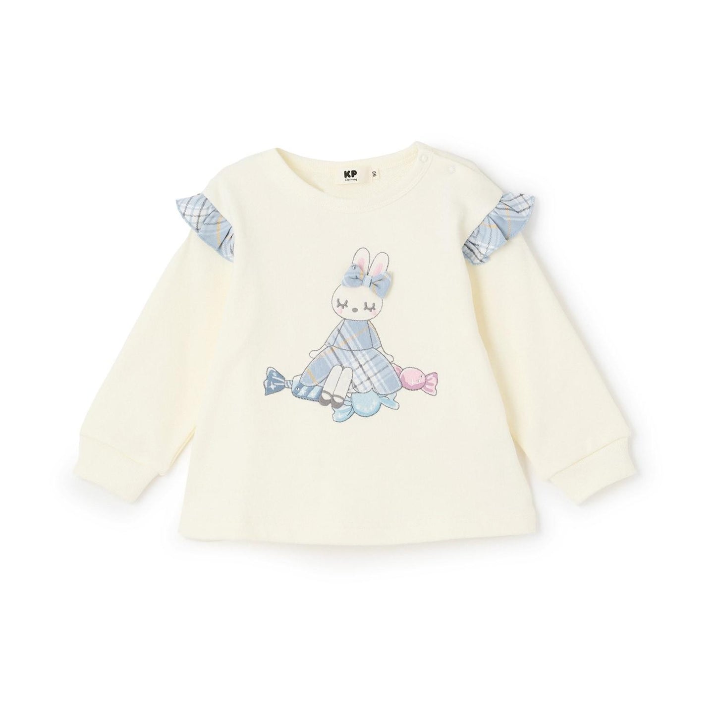 mimi醬貼布繡肩部荷葉邊衛衣