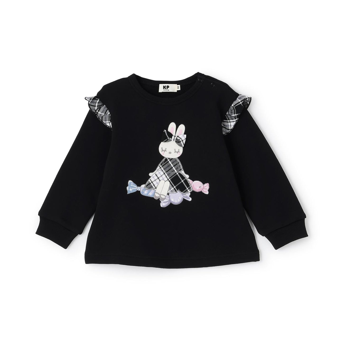 mimi醬貼布繡肩部荷葉邊衛衣