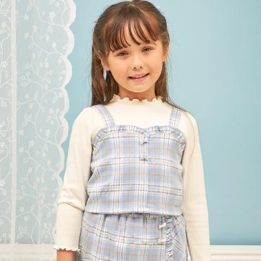 磨毛不規則羅紋×金銀絲格紋疊穿風T恤