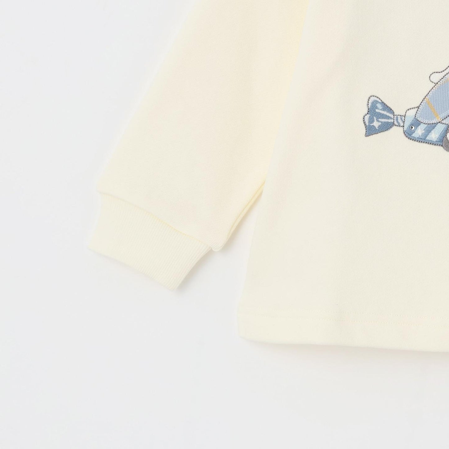 mimi醬貼布繡肩部荷葉邊衛衣