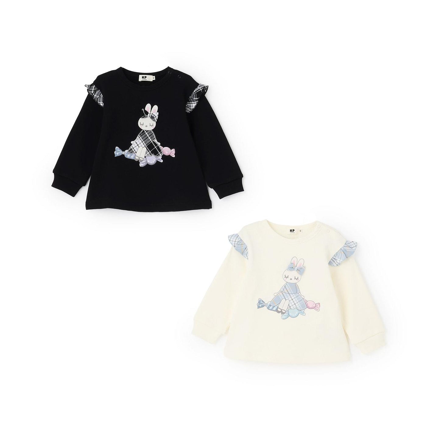 mimi醬貼布繡肩部荷葉邊衛衣