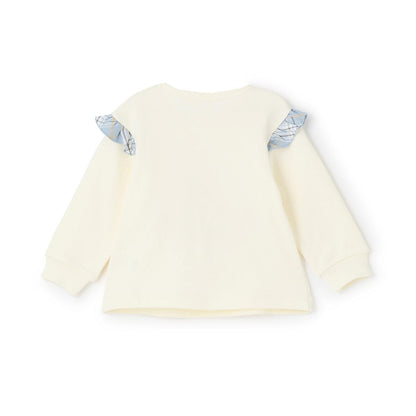 mimi醬貼布繡肩部荷葉邊衛衣