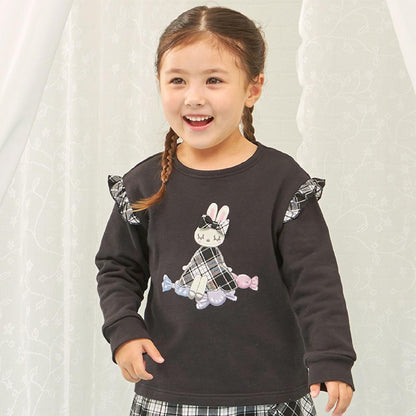 mimi醬貼布繡肩部荷葉邊衛衣