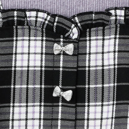 磨毛不規則羅紋×金銀絲格紋疊穿風T恤