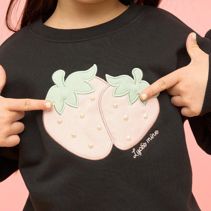 【速幹內層毛圈】草莓貼布繡衛衣