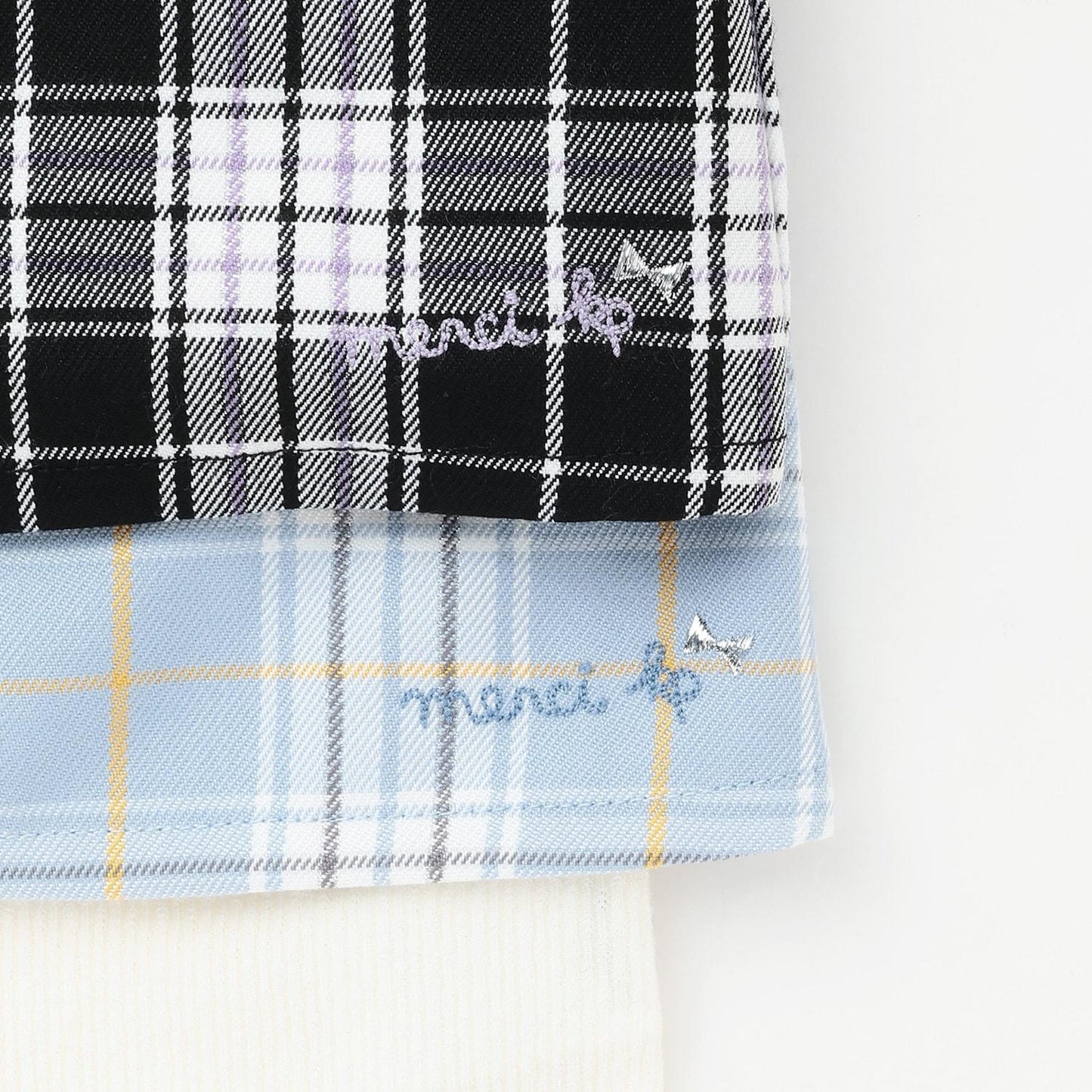 磨毛不規則羅紋×金銀絲格紋疊穿風T恤