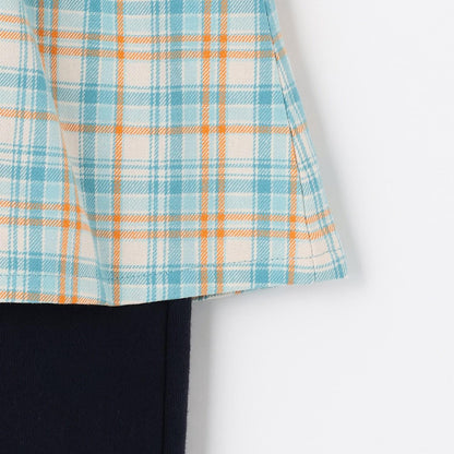 先染格紋疊穿風連體衣