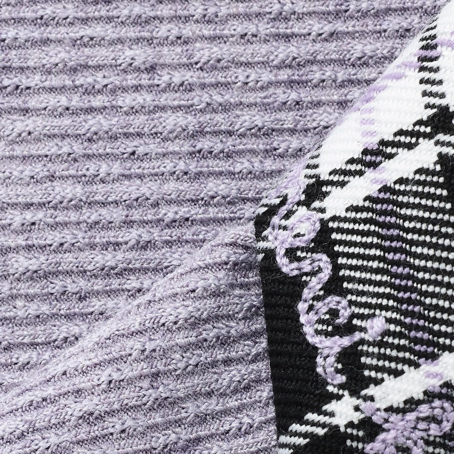 磨毛不規則羅紋×金銀絲格紋疊穿風T恤