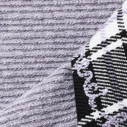 磨毛不規則羅紋×金銀絲格紋疊穿風T恤