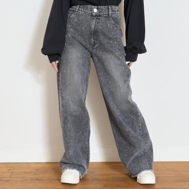 鉚釘流蘇牛仔褲