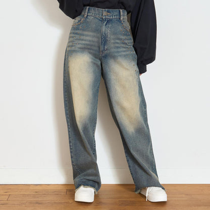 鉚釘流蘇牛仔褲