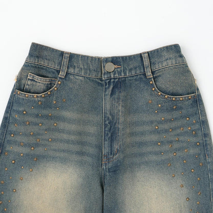 鉚釘流蘇牛仔褲