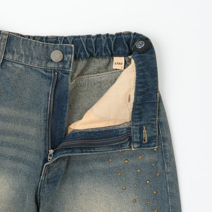 鉚釘流蘇牛仔褲