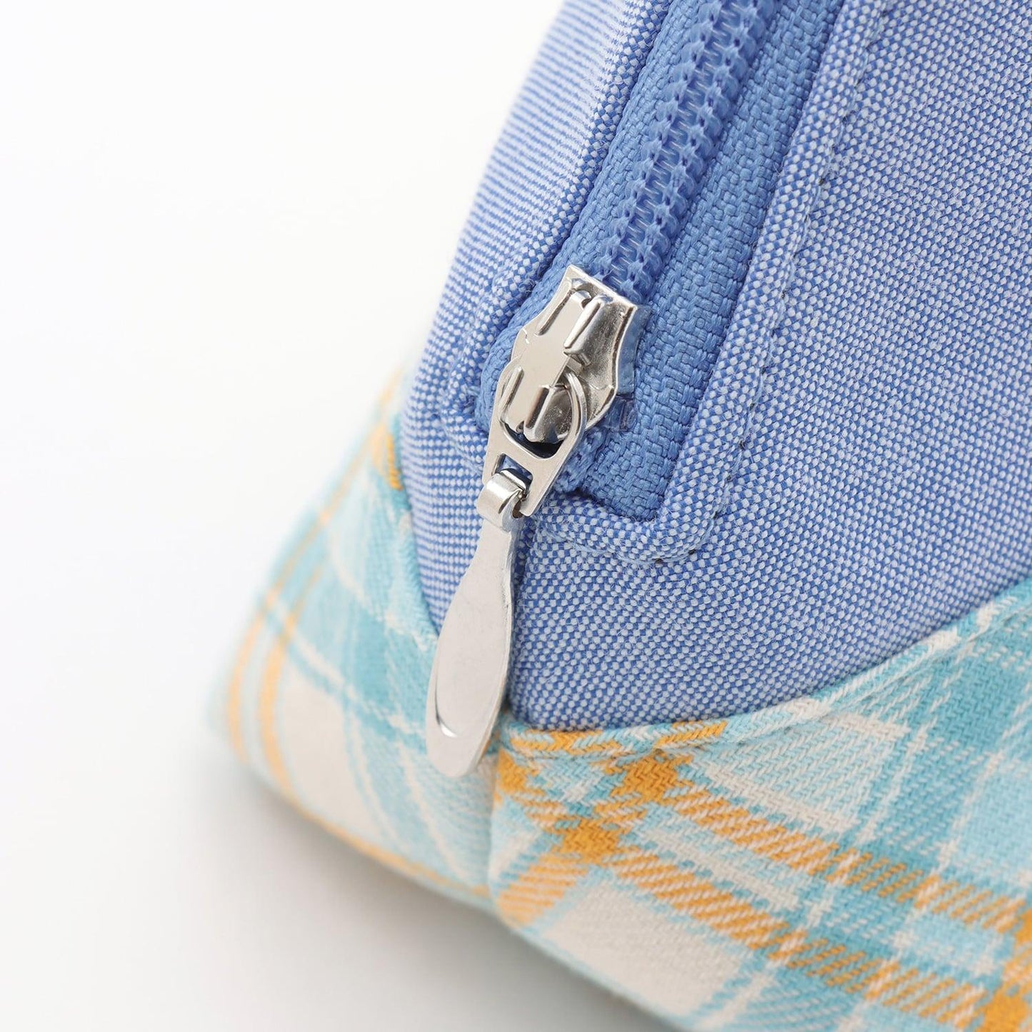 先染格紋×牛仔布收納包