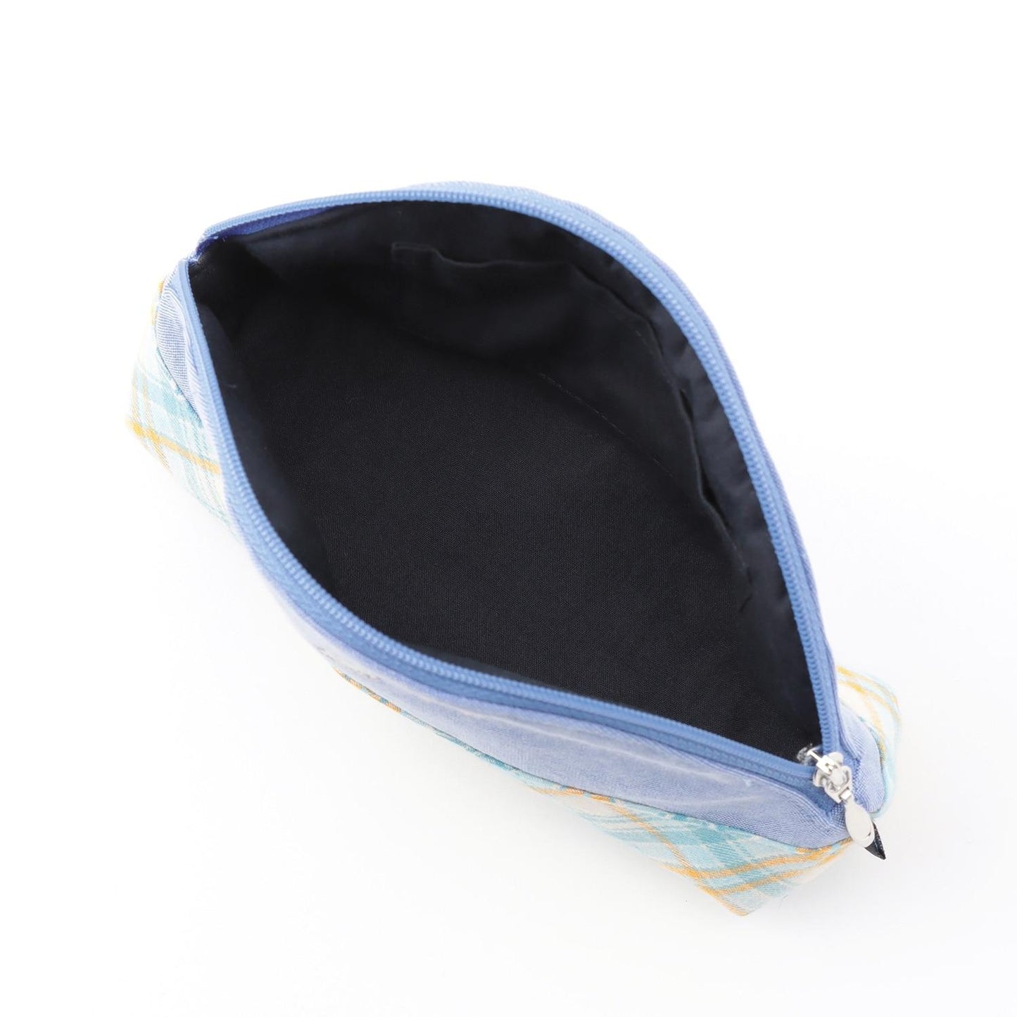 先染格紋×牛仔布收納包