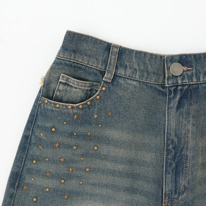 鉚釘流蘇牛仔褲