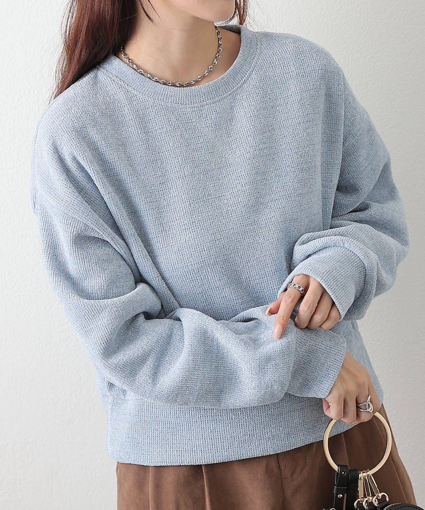 亮片紗線圓領套頭衫