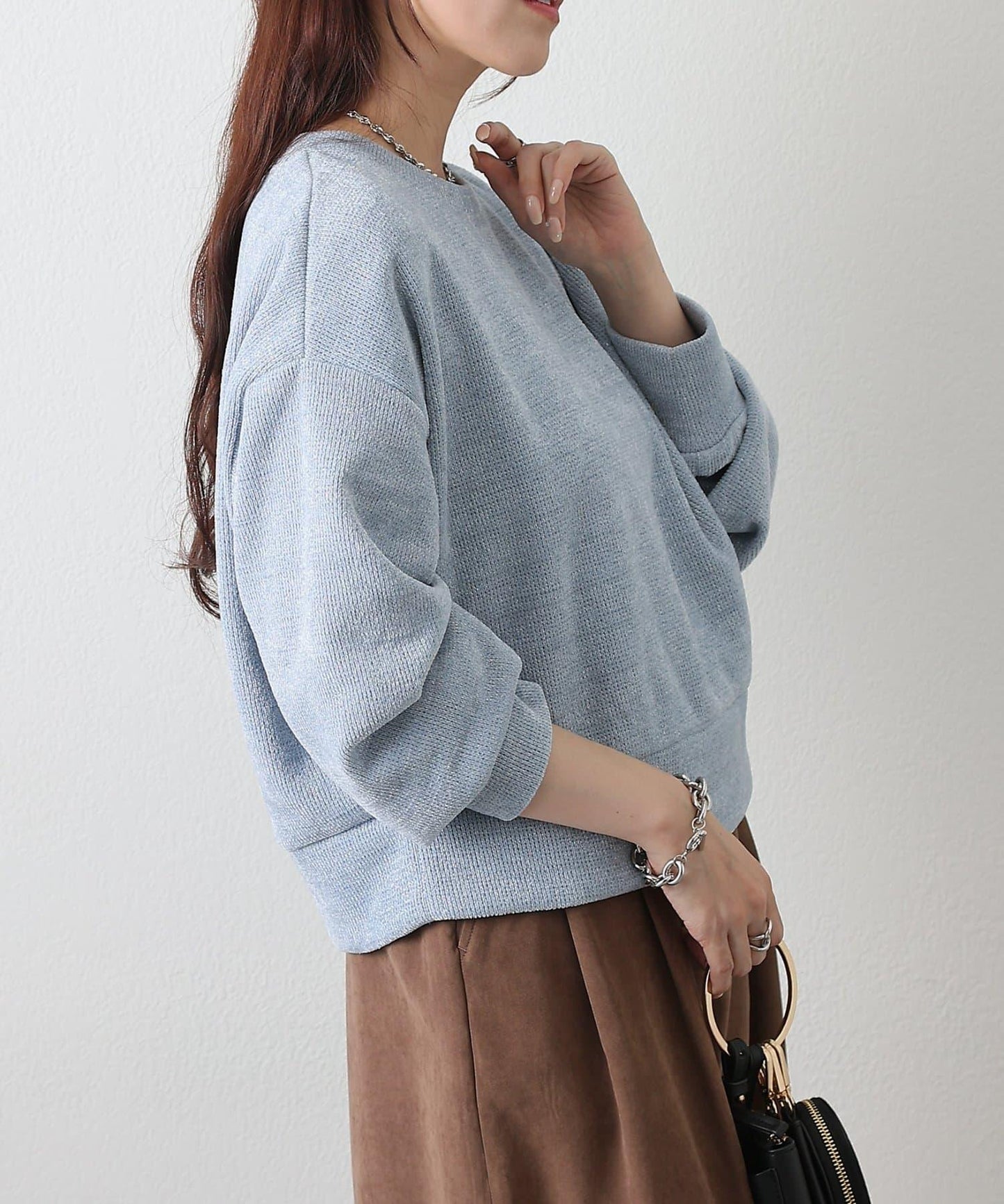 亮片紗線圓領套頭衫