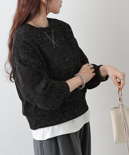 亮片紗線圓領套頭衫