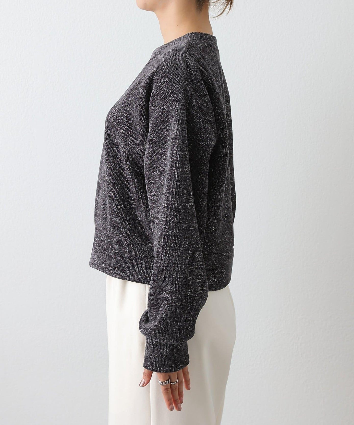 亮片紗線圓領套頭衫