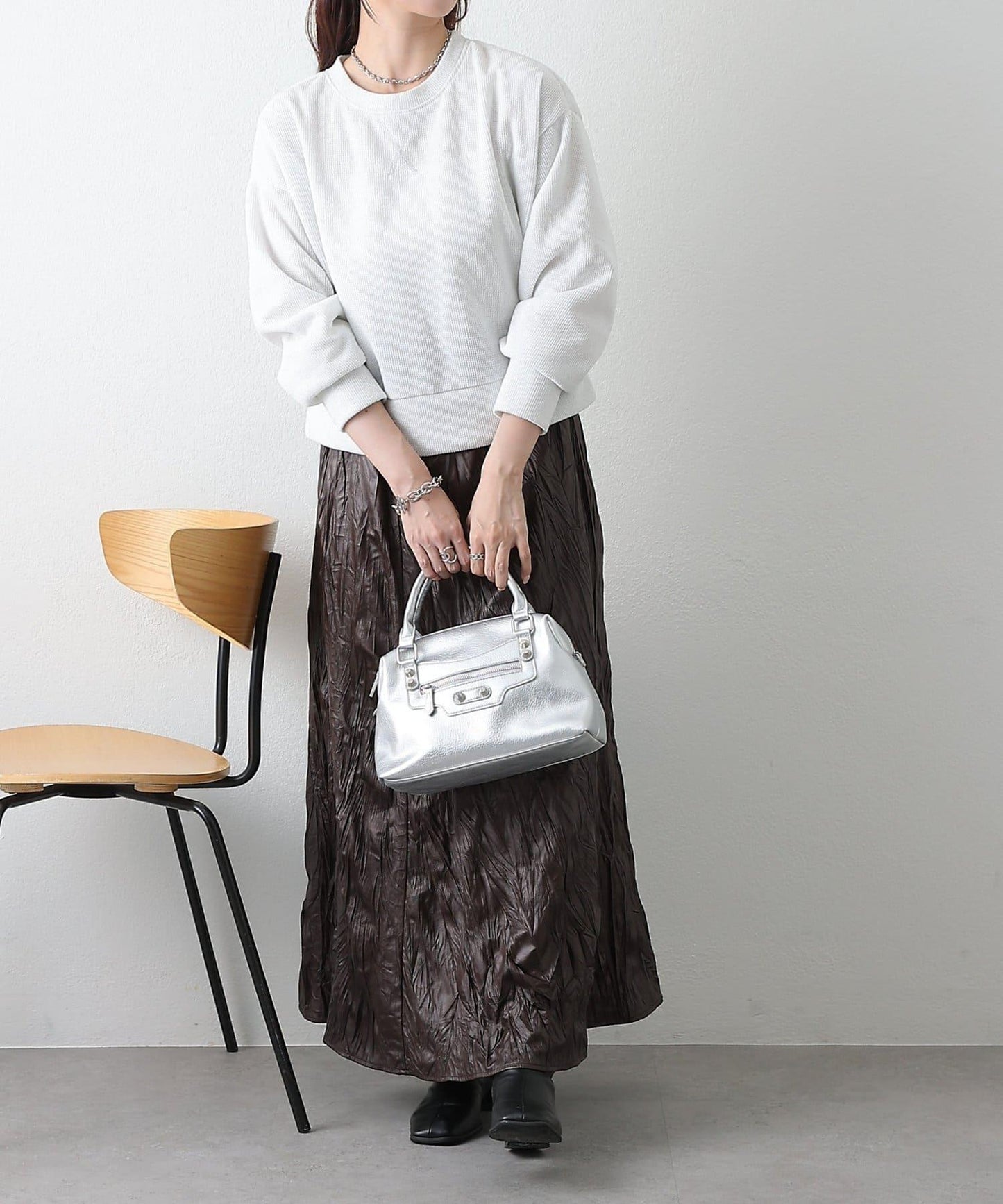 亮片紗線圓領套頭衫