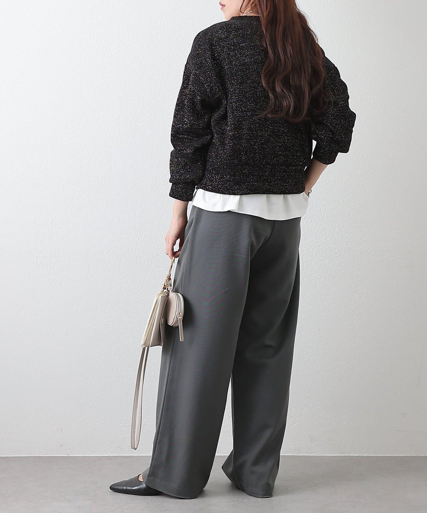 亮片紗線圓領套頭衫