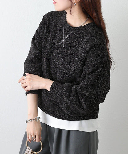 亮片紗線圓領套頭衫