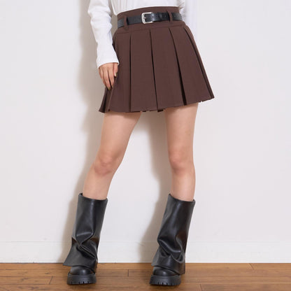 【磨毛】帶腰帶百褶裙