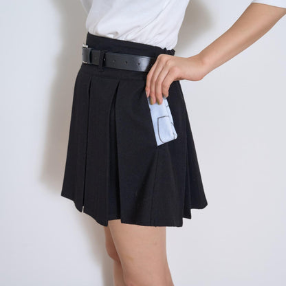 【磨毛】帶腰帶百褶裙