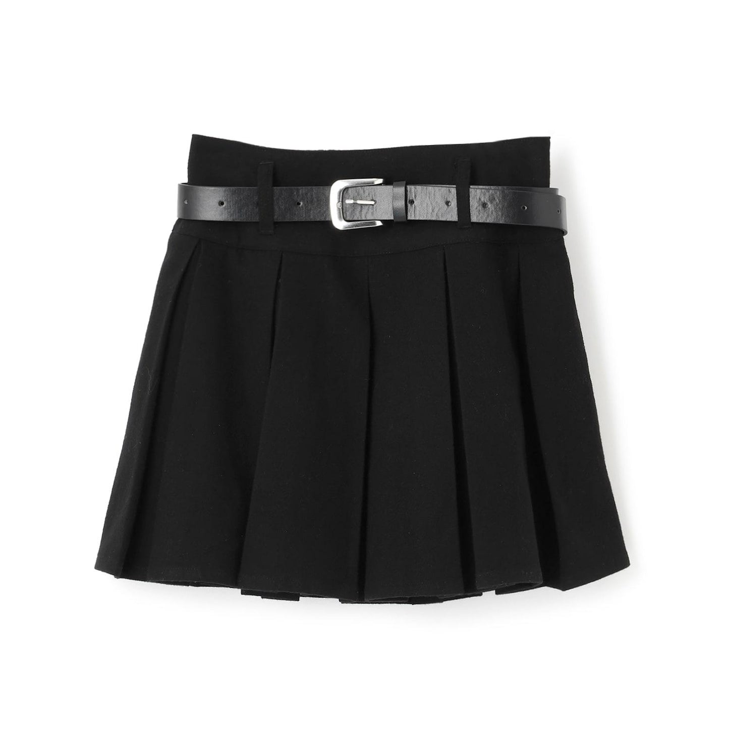 【磨毛】帶腰帶百褶裙