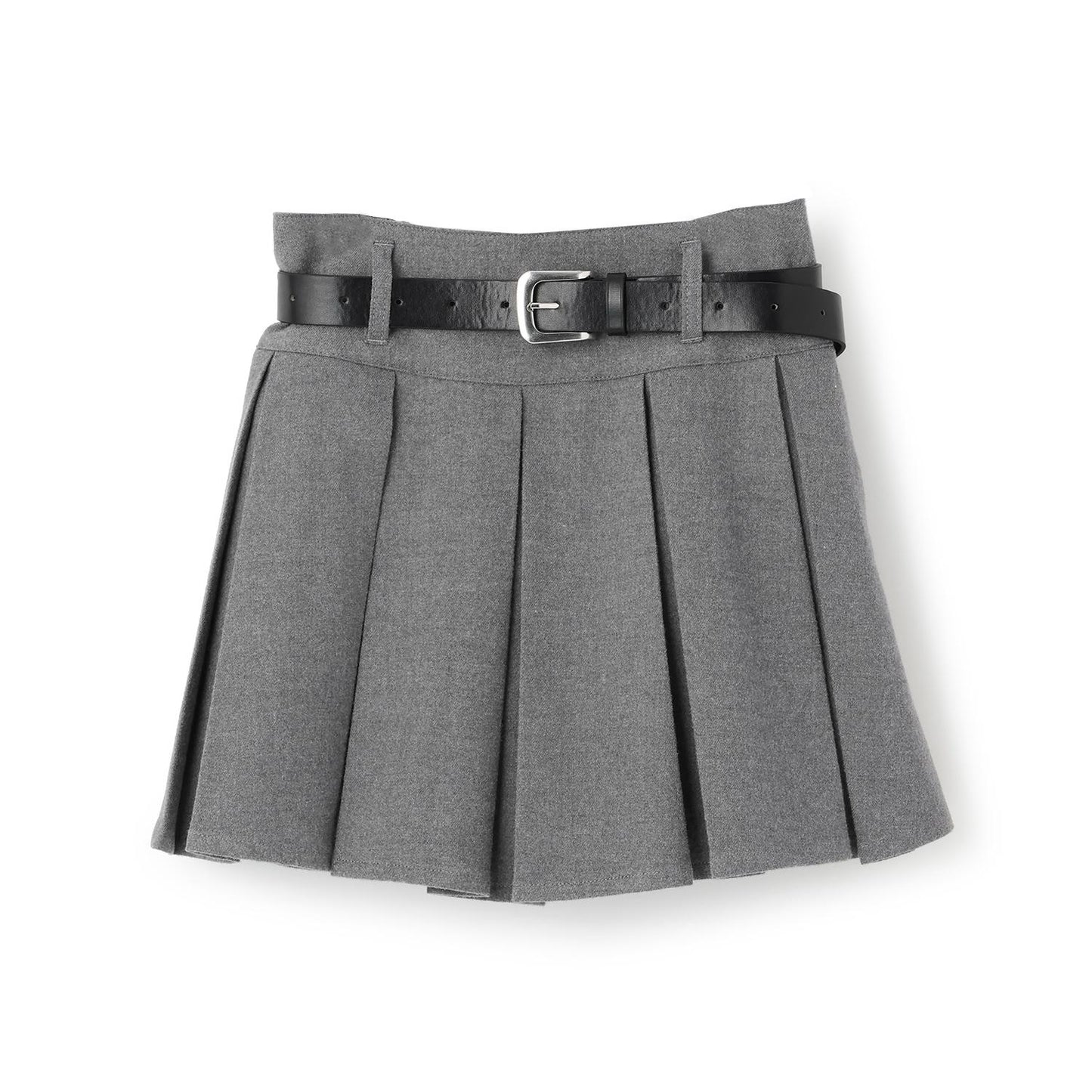 【磨毛】帶腰帶百褶裙