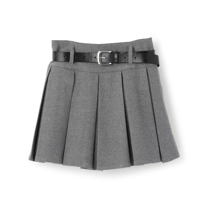 【磨毛】帶腰帶百褶裙